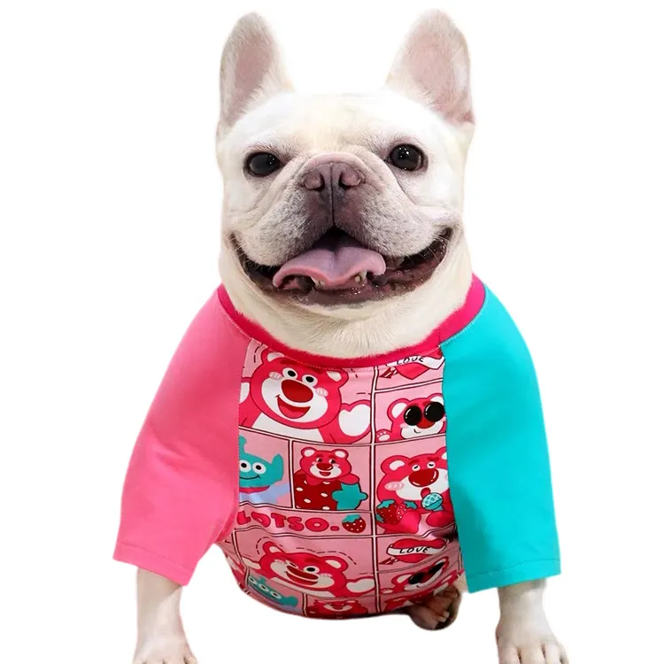 Dog Apparel Summer Pet Clothes 100 Cotton Safety T-shirt Cute Cartoon French Bulldog Clothes