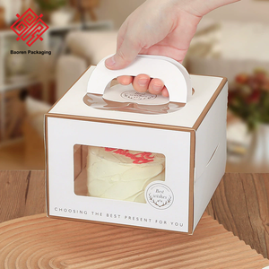 Baoren 6 8 10 12 Inch Square Rigid Cake <b>Box</b> With Clear Window Handle <b>Box</b> For Cake Transparent Packaging for Cupcakes & <b>Desserts</b> - Product Image 1