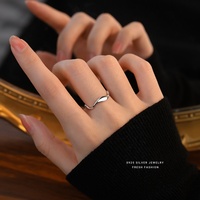 Bague vague irrégulière au design original Bagues ouvertes en argent sterling 925 pour femmes en plaqué or 18 carats