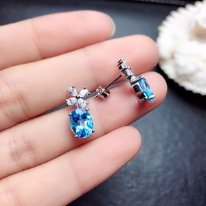 Eleganti Orecchini Pendenti a Fiore Blu Acqua per Donne, Accessori Floreali per Uso Quotidiano - Product Image 3