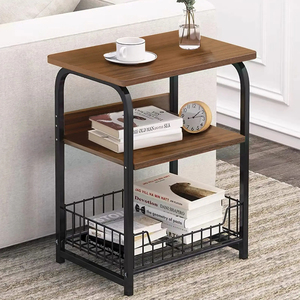 Hot Sales Living Room Bedroom Office Stable Metal Frame 3 Tiers Nightstand Industrial Retro <strong>Storage</strong> Shelf <strong>End</strong> <strong>Table</strong> Side <strong>Table</strong> - Product Image 1
