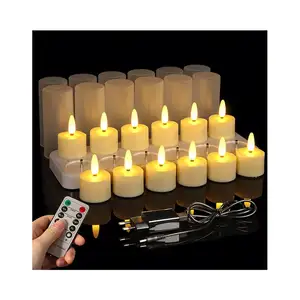 Упаковка из 12 перезаряжаемых свечей с дистанционным управлением и регулируемой яркостью для домашней атмосферы