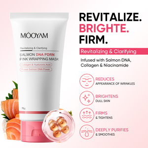 Masque visage anti-âge, hydratant, nourrissant et raffermissant MOOYAM à l'ADN de saumon PDRN, emballage rose, 75g, marque privée, OEM - Product Image 2