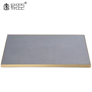 RuiChen-Placa de exhibición de joyería de Boutique, de acero inoxidable, de Metal dorado personalizado, bandeja plana de terciopelo