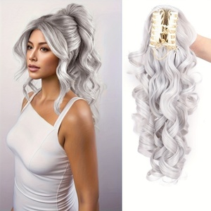 Cola de Caballo Sintética en Oferta, Extensiones de Cabello Rizado, Cola de Caballo de Cabello Sintético Rizado, Piezas de Cabello con Cola de Caballo Rizada Grande - Product Image 3