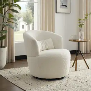 Luxury Lounge Chair Wool Chaise Sillias White Boucle Accent Chairs Swivel Armchair