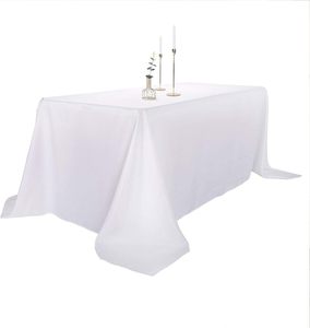 90x156 Zoll Rechteckige Tischdecke für 6-Fuß-Tisch aus Waschbarem Polyester Weiße Tischdecke - Product Image 2