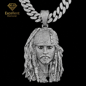 Nouvel Arrivage Collier Pendentif Visage Personnalisé en Argent 925 Micro-Pavé Moissanite Fait Main pour Hommes, Style Performance Rap et Soirée en Club - Product Image 1