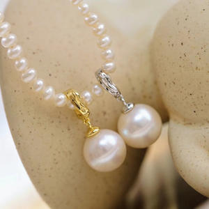 Colgante de Plata S925, Collar con Hebilla Vacía para DIY con Cuentas Redondas de 9-13 mm, Accesorios para Perlas 31096 - Product Image 2