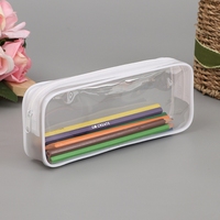 Vente en gros Trousse à crayons transparente en PVC imprimée personnalisée avec fermeture éclair Trousse à crayons transparente de grande capacité Sac pochette pour l'école et le bureau