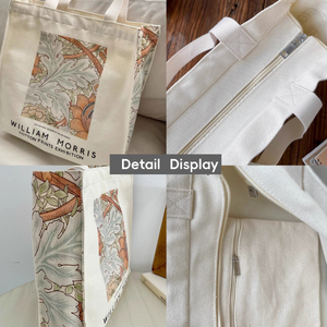 OEM ODM <span class=keywords><strong>Sac</strong></span> fourre-tout en toile de coton écologique de haute qualité pour supermarché shopping étanche logo personnalisé tendance avec fermeture éclair - Product Image 2