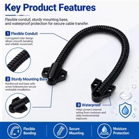 Boucle de porte blindée noire de 40 cm avec extrémités triangulaires en ABS, protecteur de câble flexible en acier inoxydable pour portes de contrôle d'accès