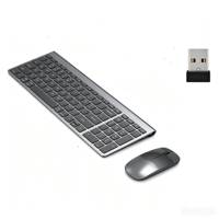 Clavier et souris sans fil rechargeables 2,4 G 109S avec récepteur USB - Ensemble de bureau fin 99 touches (Argent/Noir/Gunmetal)