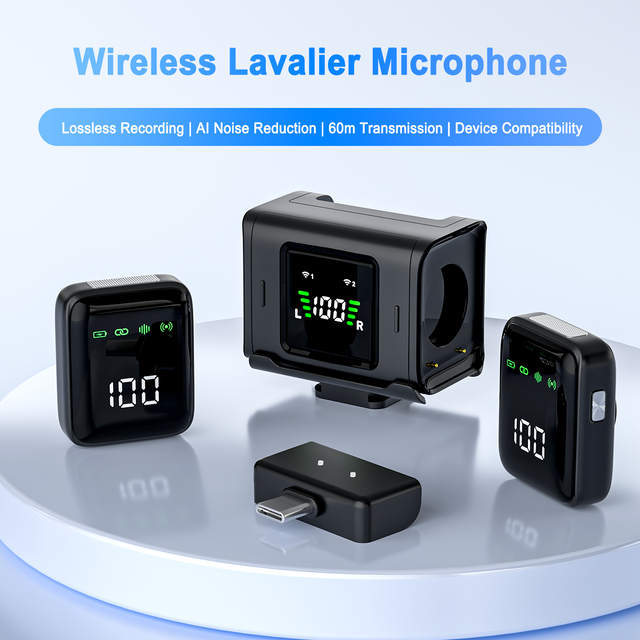 Pro Mini Wireless Plug-and-Play Lavalier Mic Float AI Noise Cancelling Magnetic Clip Camera Vlog Creator OEM Wholesale