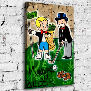 Lienzo de <span class=keywords><strong>Graffiti</strong></span> Urbano <span class=keywords><strong>Monopoly</strong></span>, Impresión en Lienzo de Alec <span class=keywords><strong>Monopoly</strong></span> 'Jugando Golf', Pintura Mural en Lienzo - Product Image 2