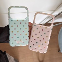 Coque de téléphone à bords arrondis, base bleue, pois colorés, pour iPhone 18 Pro Max 17 14 13, style INS mignon, protection de haute qualité