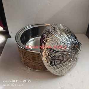 Casserole décorative en bois et en acier inoxydable, vente en gros, marmite en bois personnalisée faite à la main avec couvercle, nouvel arrivage - Product Image 6