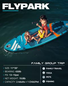 Ván chèo đứng bơm hơi đa năng 11'x35x6 inch, dùng được cho lướt sóng, câu cá, bán buôn - Product Image 4