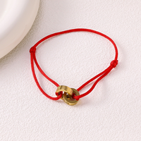 Bracelet tressé réglable en acier inoxydable avec double anneau, style corde, pour femmes et hommes