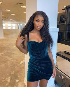 Vestido <span class=keywords><strong>de</strong></span> verano <span class=keywords><strong>de</strong></span> <span class=keywords><strong>terciopelo</strong></span> plisado, falda a la cadera - Product Image 3