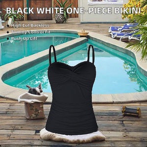 <b>White</b> Black Solid Color Brazilian 2 Piece <b>Set</b> 2026 Fashion High Cut Backless Push up Tummy Control Seaside Swimsuit - Product Image 2