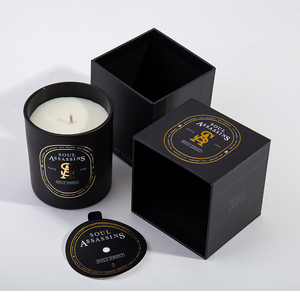 AIKUN Custom Logo Private Label Plant Essential Oil <b>Large</b> Natural Soy Wax Scented Candles With Matte Black Glass <b>Jars</b> With Box - Product Image 2