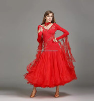 Robes longues de danse de salon sexy rouge bordeaux pour femmes adultes, fabrication chinoise, pour compétition