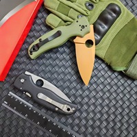 Couteau pliant de camping en plein air SD229, couteau de poche, manche vert, lame couleur cuivre, lame 8Cr13MoV