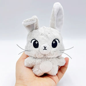 कस्टम ओएम छोटे 10 सेमी ग्रे स्टंड मोड़ कान के साथ लंबे कान के साथ सींग का बना हुआ खिलौना खरगोश - Product Image 2