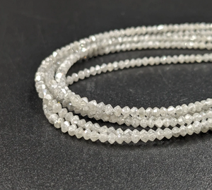 Cuentas de Diamante Blanco Natural – Cuentas de Piedras Preciosas Facetadas en Forma de Rondelle de 1.8-2.2 mm, Hilo de 15 Pulgadas para Fabricación de Joyas, Pulseras DIY - Product Image 1