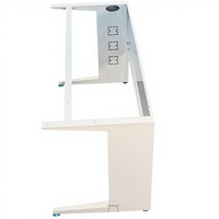 Cadre de bureau minimaliste en acier pour plan de travail ouvert avec chemin de câbles, écran de séparation, écologique et durable, pour espace de travail exécutif et professionnel