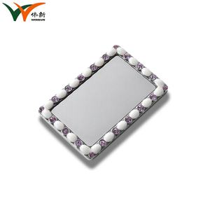 Custom Logo <b>Rectangle</b> Purple Epoxy Sticker Zinc Alloy Single Side Pocket Makeup <b>Mirror</b> - Product Image 2