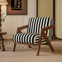 Canapé simple Chaise Richard French Mid-Century Style Salon Balcon Chaise de loisirs Canapé design en bois massif Chaise simple