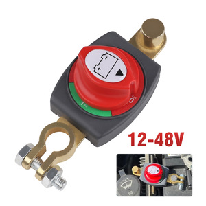 Interrupteur de déconnexion du borne négative de la batterie 12-48V en laiton avec bouton marche/arrêt rouge pour voiture, camion, bateau - Product Image 3