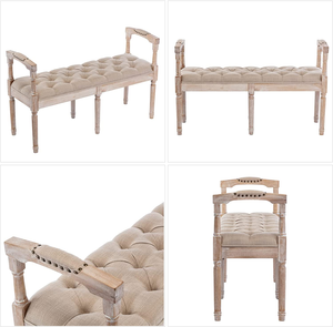 Meuble provincial français TOSEE cadre en bois de caoutchouc avec finition antique banc ottoman de salon en bois - Product Image 2