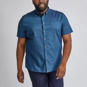Мужская летняя рубашка из ткани Оксфорд, хлопковая рубашка большого размера с принтом на заказ, короткими рукавами и пуговицами