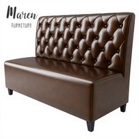 Canapé Chesterfield en cuir moderne pour restaurant, banquette rétro à dossier haut capitonnée, ensemble table et chaises pour café fast-food