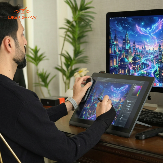 DigiDraw Ready to Ship 16384 Levels 4K Pen Graphic Tablet with Screen Drawing Tablet for Professional Artists & Designers