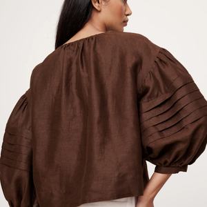 Nouvelle Blouse d'été pour femme, style mode, col en V, manches longues, broderie florale, franges avant, qualité supérieure, vente chaude, OEM - Product Image 4