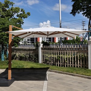 Projet Hot Seller 100% Aluminium Finition Bois <span class=keywords><strong>Parasol</strong></span> Extérieur <span class=keywords><strong>Grand</strong></span> Parapluie 3*3M Parasols Carrés Parapluie Réglable en Hauteur - Product Image 2