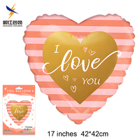 Ballon en aluminium en forme de cœur avec impression « I Love You » pour enfants et adultes, design coloré, emballage individuel, ballons pour mariage et fête