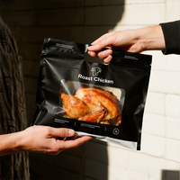 Pochette à fermeture éclair à impression personnalisée anti-buée rôtissoire emballage de poulet rôti grillé avec fenêtre emballage alimentaire de viande charcuterie