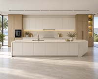 Kabinet Dapur Lengkap Gaya Shaker Eropa dengan Panel Beralur Kayu Oak Terang
