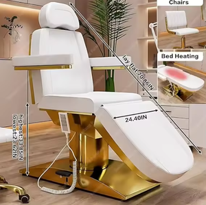 Beauty Salon Electroplated <b>Mirror</b> <b>Gold</b> Base Black Leather Massage <b>Table</b> Bed Chair Luxury Modern Rotating Facial Bed With 4 Motor - Product Image 5