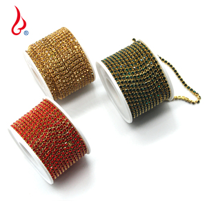 Applique Strass Banding Sewing Trim Rhinestones Chain Customized <strong>Roll</strong> up Shoes Sew-on for Crafts Lan Guang Copper Base Crystal - Product Image 3