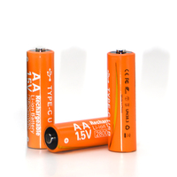 Meilleur prix type-c chargé AA batterie au lithium 1.5V 2200mWh pour appareil photo numérique lampe de poche jouet manette certifié CE