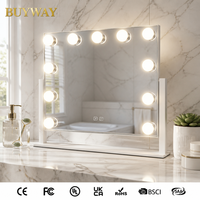 Grand miroir de maquillage lumineux avec haut-parleur Bluetooth, vue large, double commande tactile, rechargeable Type-C, cadeau pour blogueuses de beauté et hôtels, marque privée