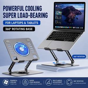 Nouveau support de refroidissement pour ordinateur portable ergonomique rotatif à 360 degrés, pliable, avec hauteur réglable et ventilateur puissant pour ordinateur portable et tablette - Product Image 1