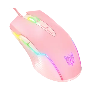 Onikuma cw905 ajustável rgb, 6 cores com fio à prova d' água pc rosa mouse de jogo