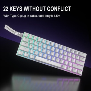 Bàn phím cơ học có dây di động ODM 61 phím, màu đen trắng, phát sáng, có dây nối - Product Image 3